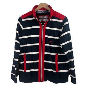 Lisa Campione Nautical Striped Full-Zip Jacket Navy Red White Medium